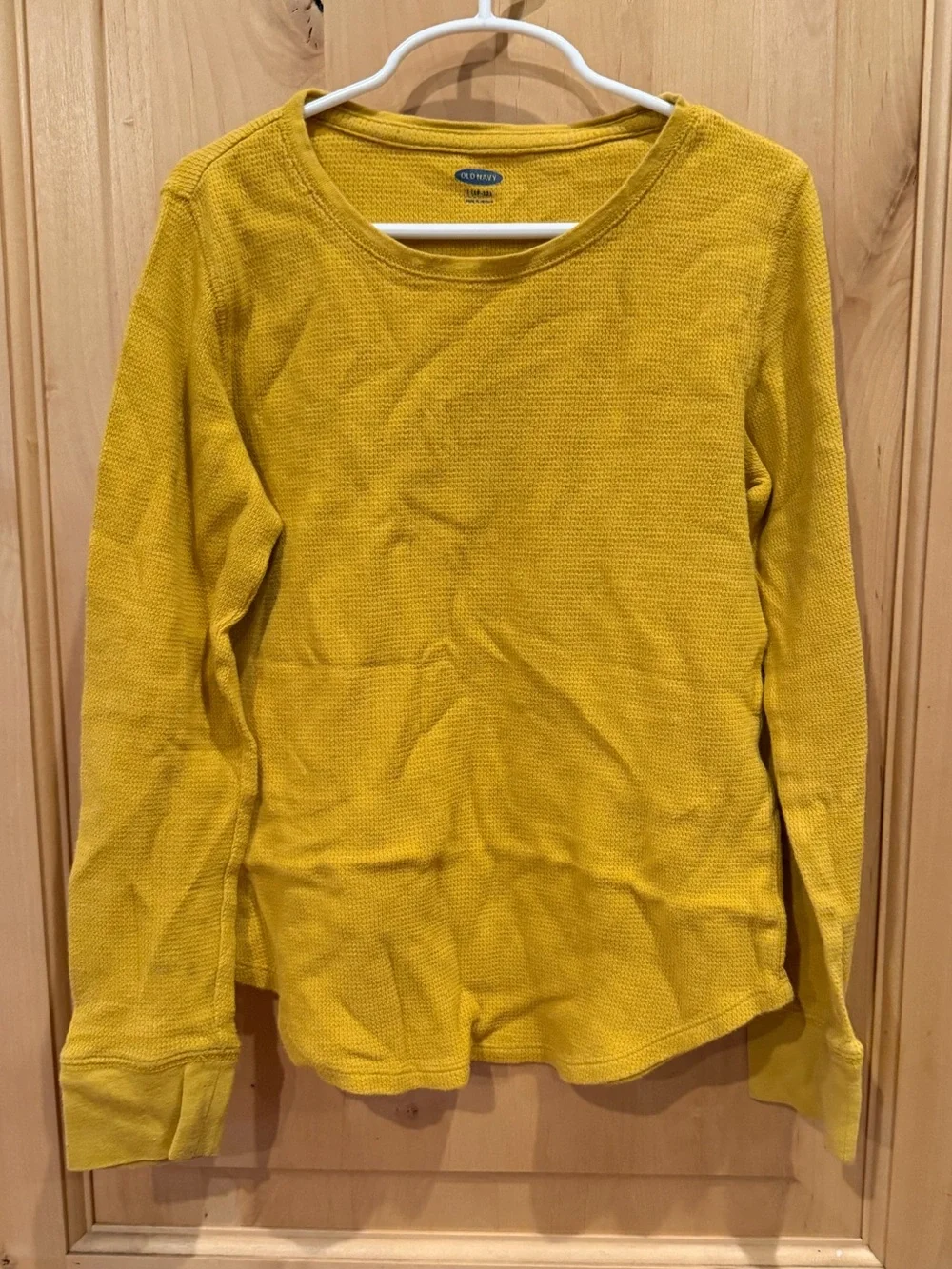 Old Navy Kids Mustard Yellow Waffle-Knit Long Sleeve Tee
